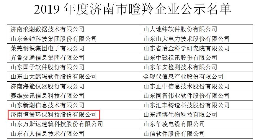 喜報(bào)丨恒譽(yù)環(huán)保榮獲“瞪羚企業(yè)”稱號(hào)